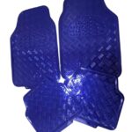 Tapis pvc effet metallisé bleu carbone